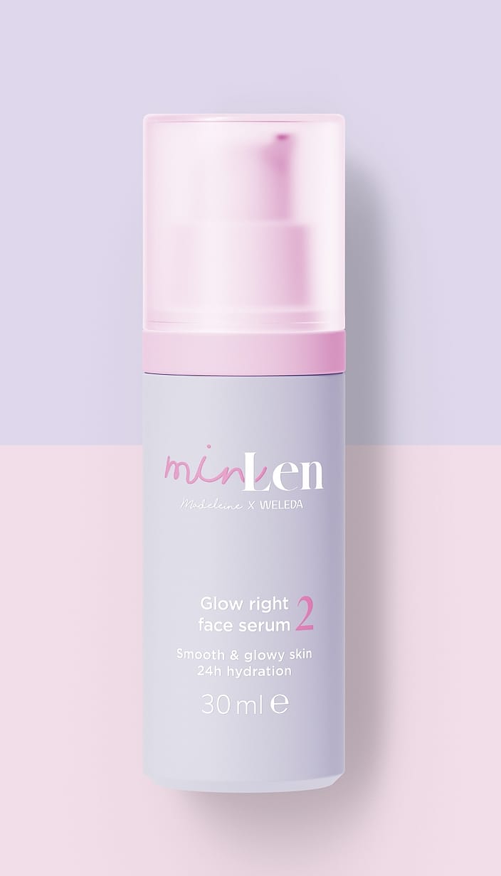 minLen Glow Right Face Serum av Madeleine x Weleda