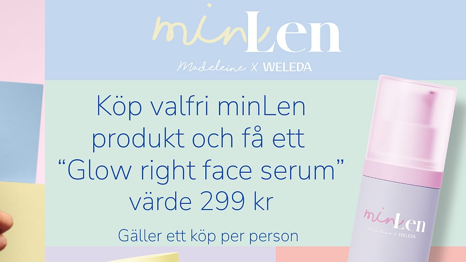 Två tjejjer håller i minLen produkter
